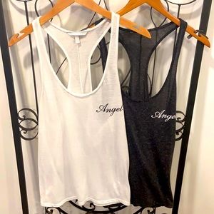 Charcoal and white Victoria’s Secret tank tops.